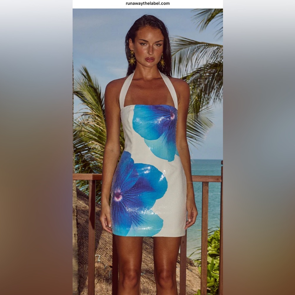 Runaway The Label JEZEBEL MINI DRESS - BLUE FLOWER